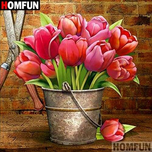 HOMFUN Full Square/Round Drill 5D DIY Diamond Painting "Red flower" 3D Embroidery Cross Stitch 5D Home Decor Gift A08171