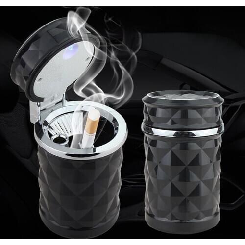 Car Accessories Portable Led Light Car Ashtray Universal Cigarette Cylinder Holder Auto Styling Seat Orgainzer Box