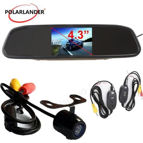 Car Styling Wireless 4.3 inch Car Rear View Mirror Monitor Display with Reverse Backup Camera Transmitter Receiver Kit