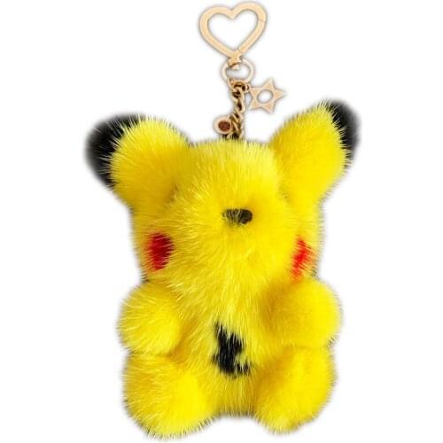 Mink Fur Kachu Car Keychain 100% Mink Fur Keychain Doll Doll Small Accessories Car Bag Keychain Jewelry Gift Fluff Keychain