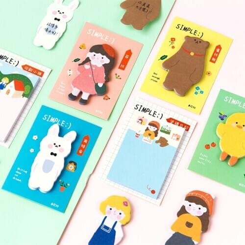 Girl World Series Sticky Notes Memo Pad Diary Stationary Flakes Scrapbook Decorative Kawaii Rabbit bear chicken N Times Sticky