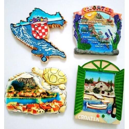 Hot Sale Hand-painted Window Of Croatia Map 3D Fridge Magnets Travel Souvenirs Refrigerator Magnetic Sticker Home Decoration