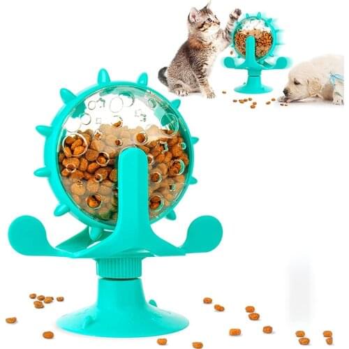 Dog Puzzle Toys Interactive Cat Slow Feeder Windmill Treat Dispensing Dog Toys with Powerful Suction Cup Cat Dog Treat Toy