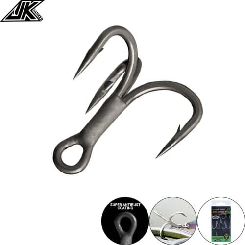 JS-47 Boat Fishing Super Antirust Triple Hook Gray Color 4X Strong Triple Fishing Hooks High Quality Fishhook #8~5/0 Tee Hook