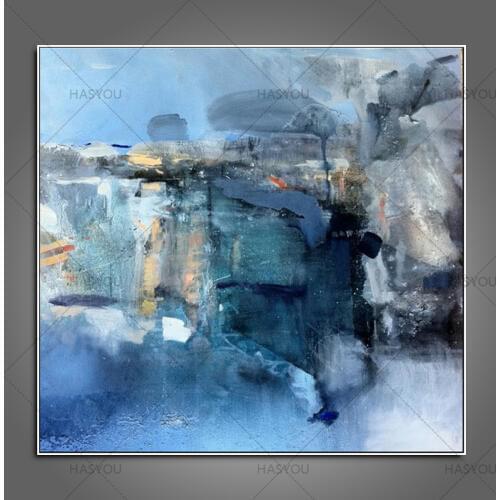 Top Artist Handpainted Abstract blue modern Oil Painting On Canvas Abstract Oil Painting wall art picture For Living Room Decor