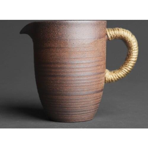 Chinese Handmade Rock Mine Pottery Mug Hand-held Fairy Cup Retro Crude Pottery Unbaked Craft Kung Fu Tea Sea Dispenser