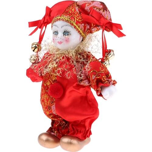 Red Porcelain Clown Doll Sweet Triangel Figures Model Festival Gift Home Office Shelf Display Decoration