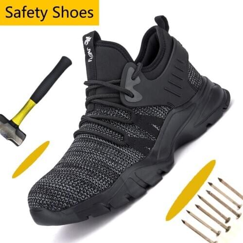 Lightweight Men Safety Shoes Breathable Hiking Shoes Industrial Construction Steel Toe Work Shoes Men Mesh Athletic Work Sneaker