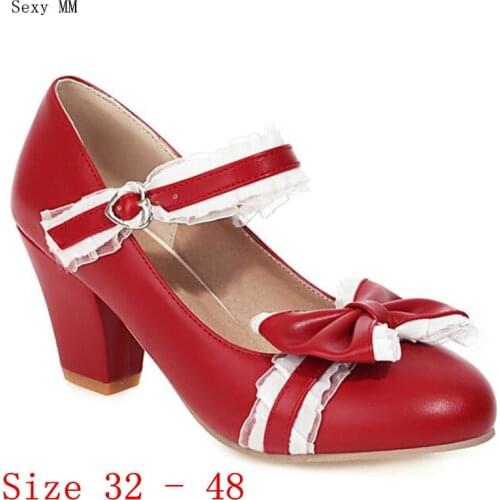 Summer High Heel Shoes Women Pumps Mary Janes Shoes High Heels Kitten Heels Small Plus Size 32 33 - 40 41 42 43 44 45 46 47 48