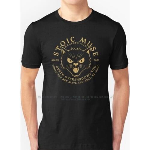 Amor Fati | Memento Mori | Gold Cat Graphic T Shirt 100% Pure Cotton Amor Fati Daily Stoic Marcus Aurelius Memento Mori Momento