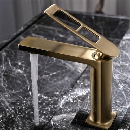 Bathroom Basin Faucets Soild Brass & Ceramic Luxury Lavatory Sink Mixer Taps Hot & Cold Deck Mounted Widespreads Rose Gold