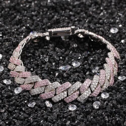 Fashion Bracelets Copper Made Silvery Pink Matching Bracelet Hiphop Jewelry Valentines Day Joying Gift for Boyfriend/Girlfriend