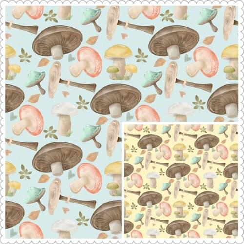 Cartoon Mushrooms Print 100% Cotton Fabric for Girl Clothes Hometextile Cushion Cover Backpack Needlework Material DIY