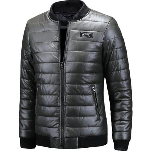 New Mens Fashion Winter Warm PU Leather Jacket Coat Male Thicken Parkas Casual Stand Collar Man Outerwear Plus size 7XL 8XL