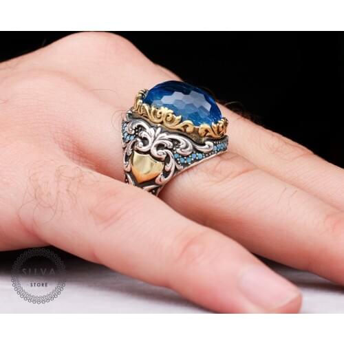 Special Cut Zircon Stone 925 Silver Mens ring. Mens Jewelry Stamped With Silver Stamp 925 All Sizes Are Available