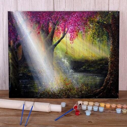 Natural Scenery Secrets Coloring By Numbers Painting Complete Kit Acrylic Paints 50*70 Canvas Painting Handmade Handiwork
