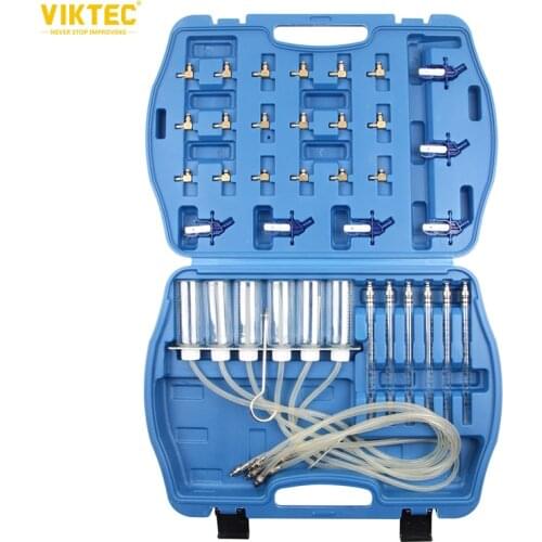 Viktec Diesel Injector Flow Test Tool Kit 24 pcs Common Rail Adaptor Fuel Tester Set