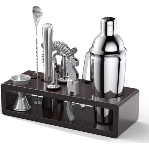 LBER Cocktail Shaker Set with Stand, Bartending Kit Bar Tools Accessories Bar Set Cocktail Shaker Set for Home, Bars