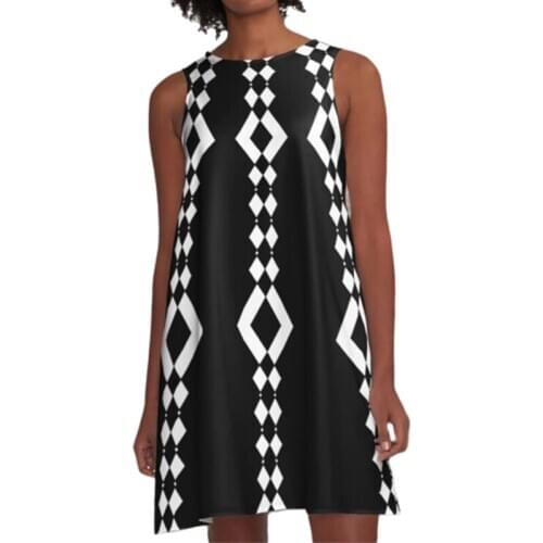 Digital Printing Tank Dress Women Summer Casual Mini Dresses Sleeveless Geometric Print Loose A-Line Boho Beach Dress Vestidos