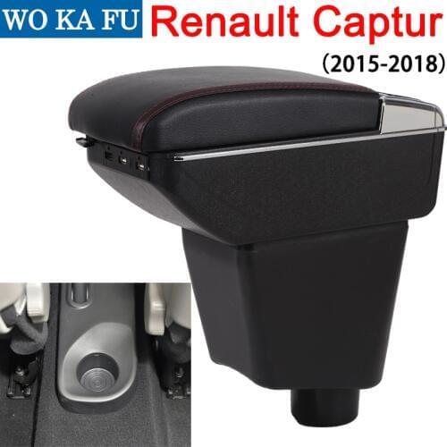 For Renault Captur 1 2015-2018 armrest box central Store content box with cup holder ashtray Can rise with USB accessory