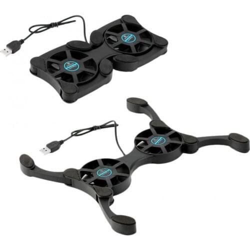 Laptop Desk Support Dual Cooling Fan Notebook Computer Stand Foldable USB Rack Holder Black New
