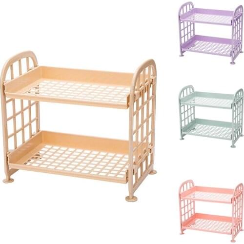 Storage Shelves,Plastic Small Storage Shelves - 2 Tier Shelf Shelving,Kitchen Shelf Bathroom Organizer(Nordic blue)