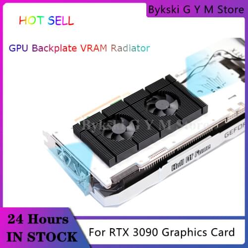 GPU Backplate Memory Radiator For Nvidia RTX 3090 Series Graphics Card VGA VRAM, Aluminum Panel + Dual PWM Fan Cooling Cooler