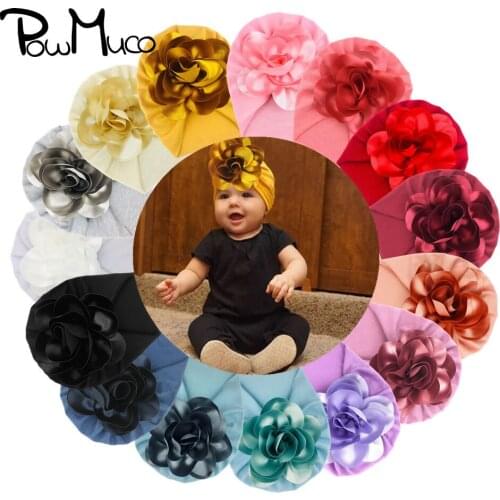 Powmuco Newborn Comfortable Warm Knitting Cotton Indian Hat Cute Handmade Flowers Baby Girls Caps Kids Accessories Photo Props
