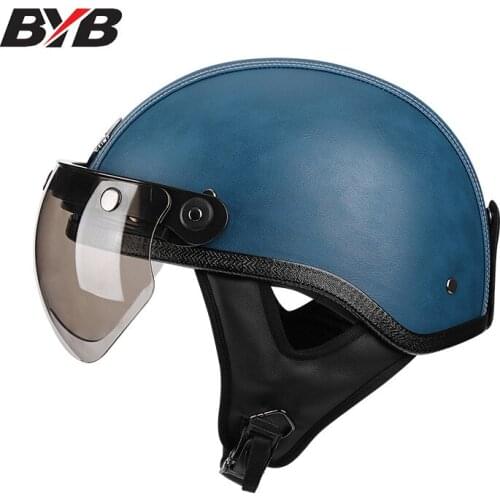 Vintage Motorcycle Helmet Retro Motorbike Helmet Brown Pink Leather Helmet Cascos Para Moto Crash Cap Summer Len Helmet 106