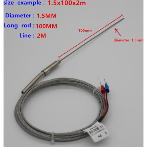 High-quality Generic New 2 Meter High Temperature Sensor 0~800 C Thermocouple E Type Probe Stainless Steel 1.5x200x2m