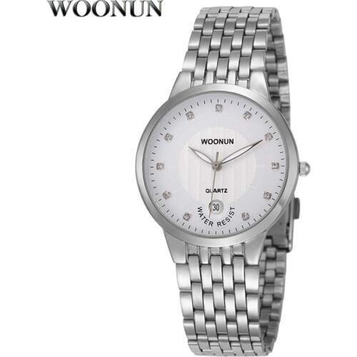 WOONUN Mens Watches Top Brand Luxury Golden Full Steel Quartz Diamond Watch For Men Thin Mens Watches relogios masculino