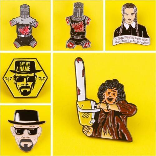 Pulaqi Chainsaw Killer Classic Terror Movie Pins For Movie Lovers Jewelry Role Badges Hat Scarf Bag Knapsack Male Brooches Decor