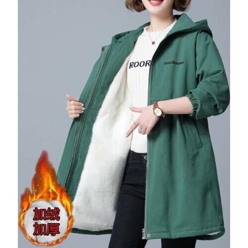 Women Windbreaker 2020 Autumn Winter New Plus Velvet thick Warm Parkas Coat Middle-aged Mother Winter Jacket Plus Size M-5XL 183