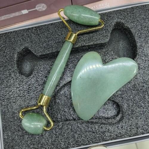 1 box Jade Guasha Scraping Massage Scraper Face Massager Acupuncture Gua Sha Board Acupoint Face Eye Care SPA Massage Tool