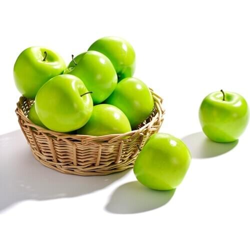 1 Piece Artificial Apples Plastic Fruit Green Apple For Wedding Decoration EVA Plastic Shop Decoration Mini Fake Fruits Toy