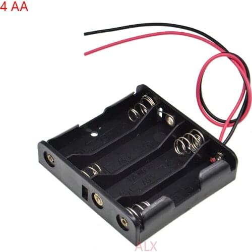 2PCS 4 AA battery holder with wire Leads 4x1.5v 6V 4AA 2A battery case Storage Box diy 4 slot AA Battery Shell 4XAA 4 X AA