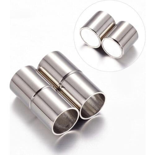 20sets Column 304 Stainless Steel Magnetic Clasps Leather Cord Connectors for Jewelry Making DIY Necklace Accessories Findings