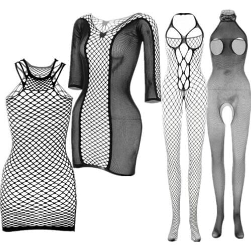 2020 New Sexy Lingerie Plus Size Women Porno Nightwear Babydoll Open Crotch Underwear Exotic Sleepwear Mesh Bodysuit Sex Costume