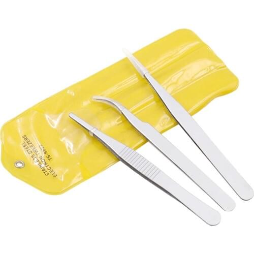 3Pcs Precision Repair Mounting Tool tweezers Set Electronic Stainless Steel Tweezers