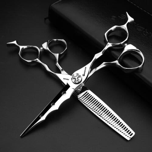 6 inch professional sharp haircut hair scissors stainless steel japan 440c barber shop shears cutting shears kit thinning set