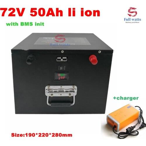 72V 50Ah lithium ion battery pack li ion rechargeable battery BMS for 5000W scooter ebike Motorcycle Van AGV +10A charger