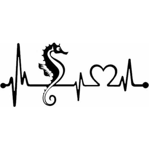 8"*3.5" Seahorse Heartbeat Lifeline Monitor Vinyl Decal Car Sticker