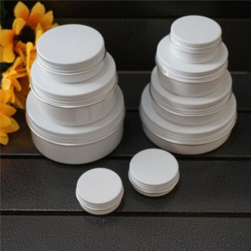 10/15/20/30/50/60/80/100/150g white empty round aluminum box metal tin cans cosmetic cream DIY refillable jar tea Aluminum Pot