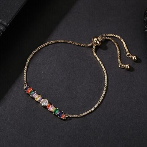 Bettyue For Ladies Creative Design Cubic Zircon Rainbow Range Bracelet Adjustable Geometry Simplicity Style Party Charming Gift