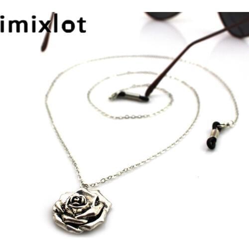 IMIXLOT Sunglasses Lanyard Strap Rope Necklace Metal Rose Pendant Eyeglass Glasses Chain Cord For Women