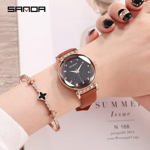 Ladies Watch Women Luxury Brand SANDA Waterproof Quartz Watches Female Wrist Watch Rhinestone Design Womens Clock reloj mujer