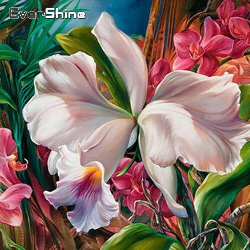 Evershine Diamond Painting Flower Full Drill Square Diamond Mosaic Scenery Cross Stitch Kit Diamond Embroidery Floral Home Decor