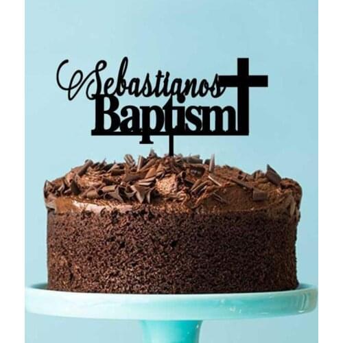 Custom Baptism Cake Topper With Name - Personalised Baptism Cake Decoration