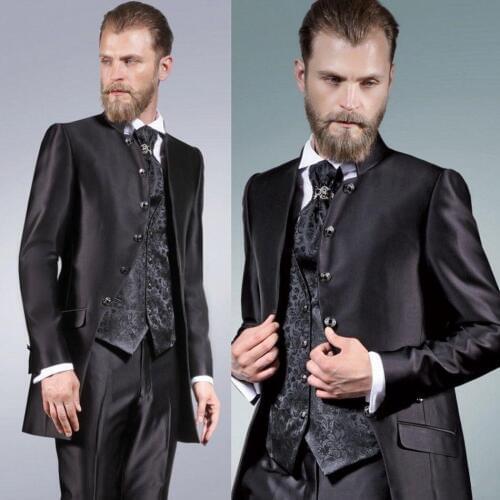 Handsome Groomsmen Wool blend Groom Tuxedos Mens Wedding Dress Man Jacket Blazer Prom Dinner (Jacket+Pants+Tie+Vest) A69
