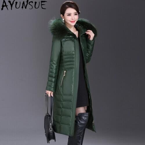 AYUNSUE Womens Down Jacket Puffer Winter Jacket Women Clothes 2020 Real Fox Fur Collar Long Coat Female Warm Parka Hiver S-1608